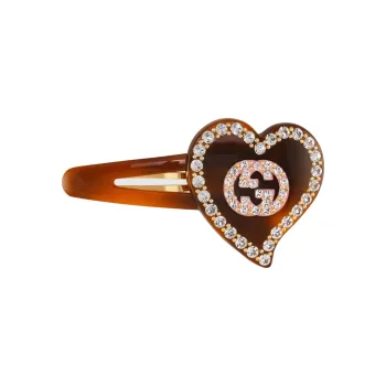 GUCCI GG Crystal Hair Clips Women's Brown