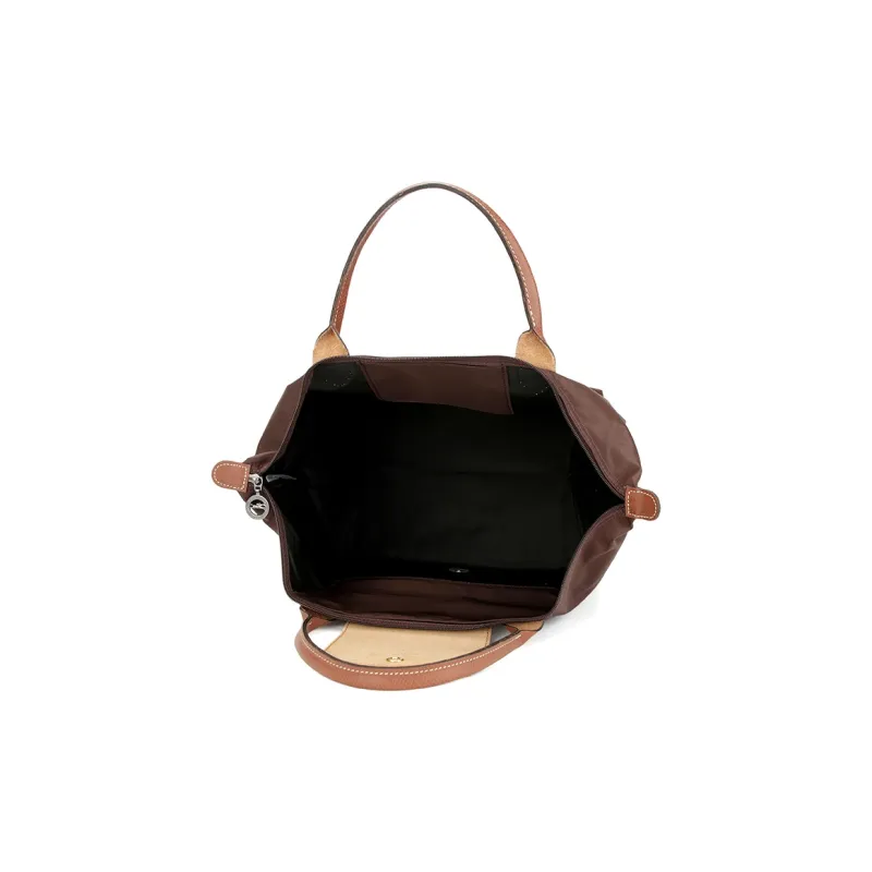 LONGCHAMP Le Pliage Polyamide Canvas With Leather Trim Dumpling Bag Handbags Medium Size Women's Ebony-5