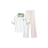 White with Fruit Green Trim (Graffiti Star Chest Emblem)+Cream White Pants