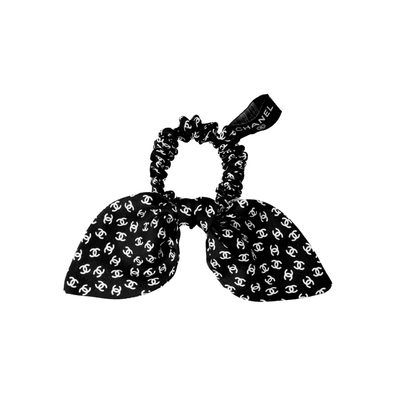 CHANEL Silk Hair Tie Women's Black-0