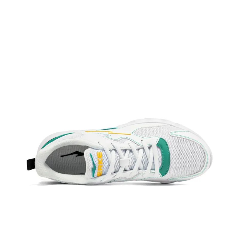 Erke Durable Breathable Lightweight Low Top Running Shoes Men's White Green-3