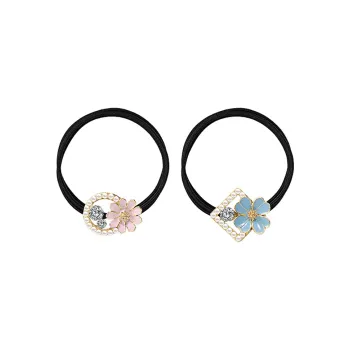 ROYALSASA 3 Strand Rubber Band, Alloy Hair Tie Women's