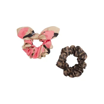 FENDI Mulberry Silk Hair Tie Women's Pink/Brown