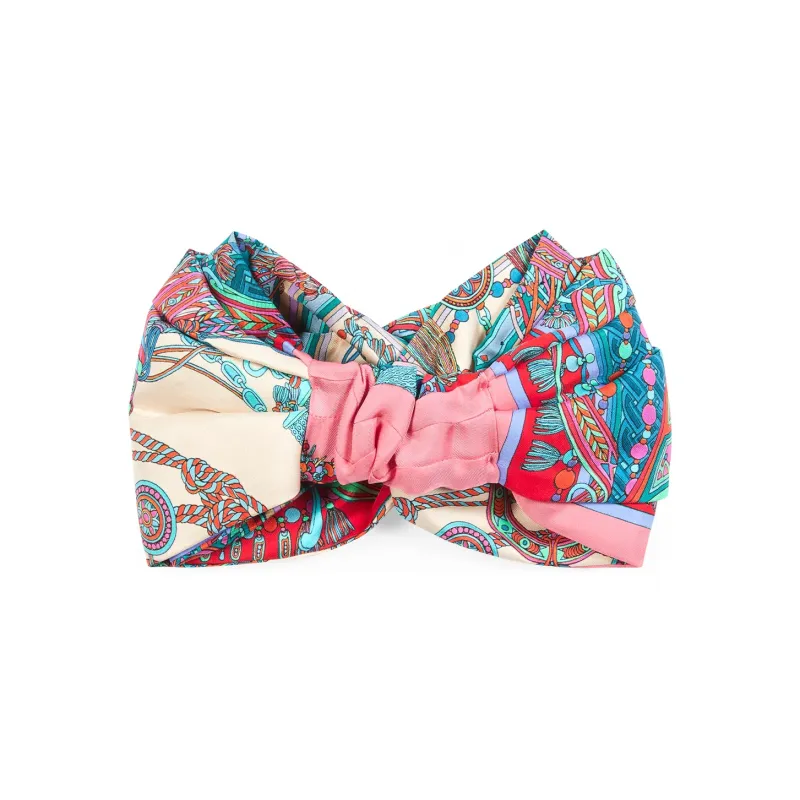 GUCCI Tassel Chain Print Gathered Headband-2