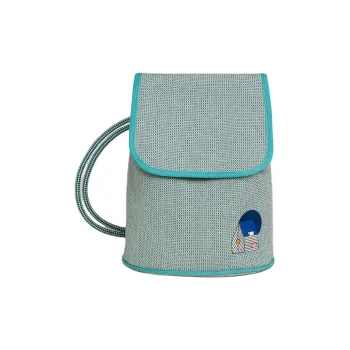 HERMES Les Cabanes Silk Backpack Women's Blue & Mint Green