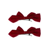 Bowknot Hair Clip-Burgundy 1 Pair