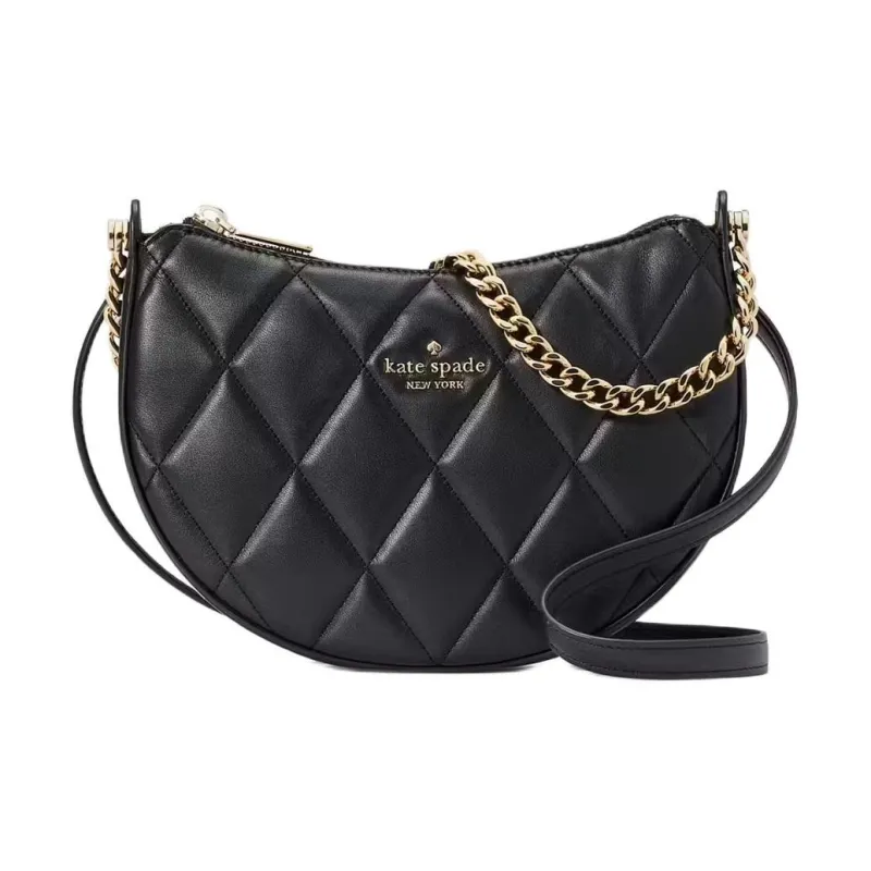 Kate Spade Carlyle Quilting Smooth Leather Shoulder Bag, Crossbody Bag Women's Black-0