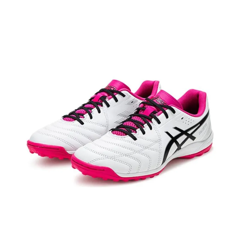 Asics Calcetto Soccer Shoes Men Low Top White/Pink-2