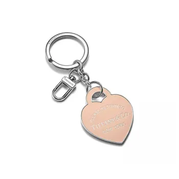 TIFFANY & CO. Leather Keychain Bag Accessory Women's Peach Pink