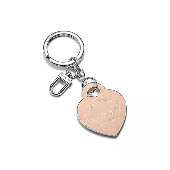 TIFFANY & CO. Leather Keychain Bag Accessory Women's Peach Pink-0
