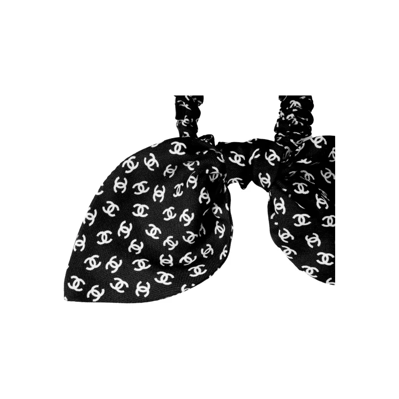 CHANEL Silk Hair Tie Women's Black-2