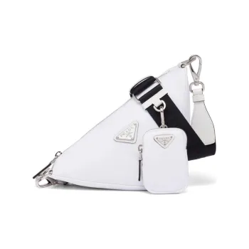PRADA Triangle Recycled Nylon Crossbody Bag Shoulder Bag Women's White