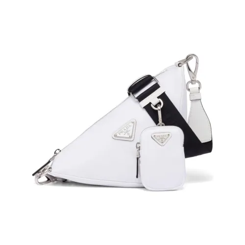PRADA Triangle Recycled Nylon Crossbody Bag Shoulder Bag Women's White