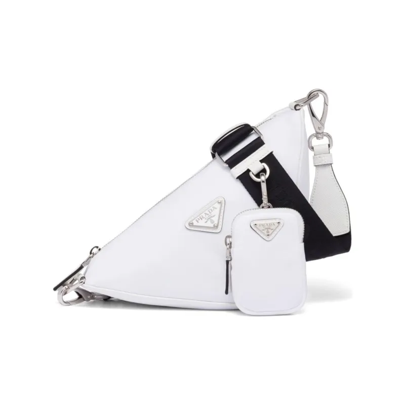 PRADA Triangle Recycled Nylon Crossbody Bag Shoulder Bag Women's White-0