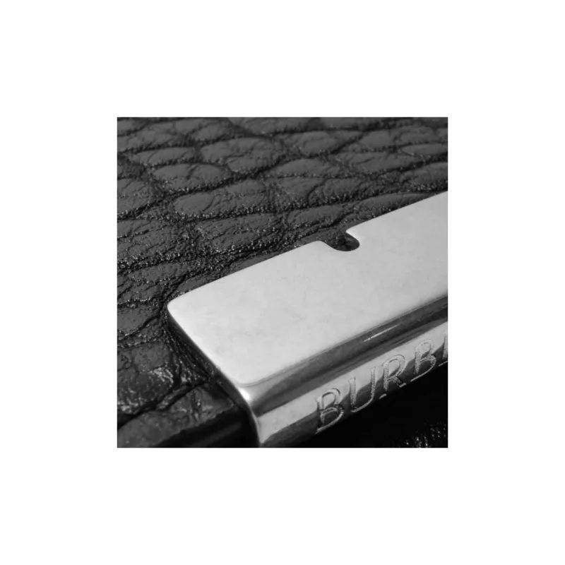 Burberry Grain Leather With Calfskin Key Pouch Unisex Black-3