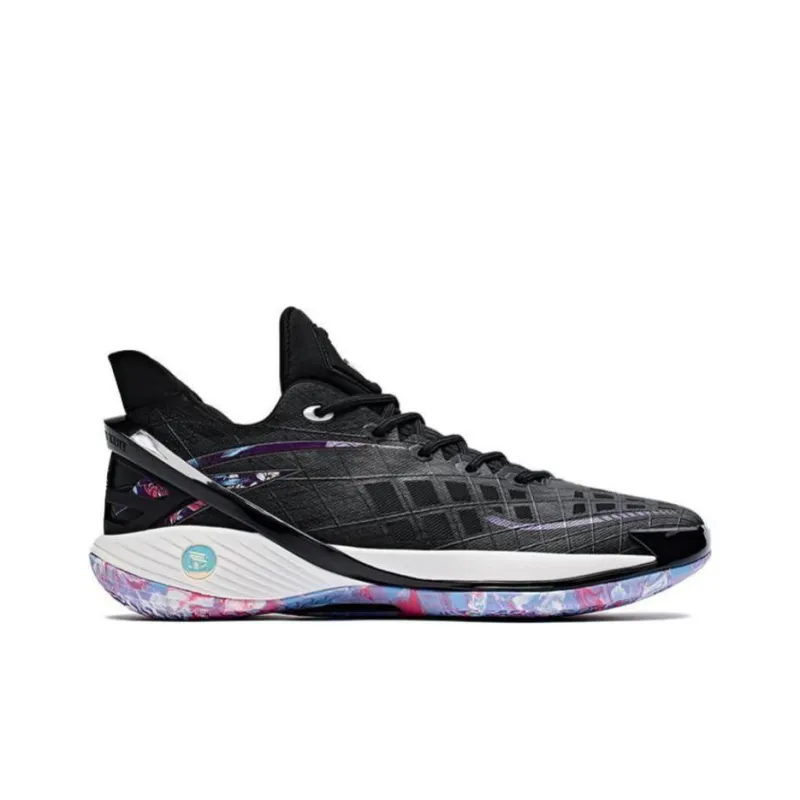Anta Frivolous Series Cushioning Wear Resistant Low Top Basketball Shoes Men's Black Purple-1