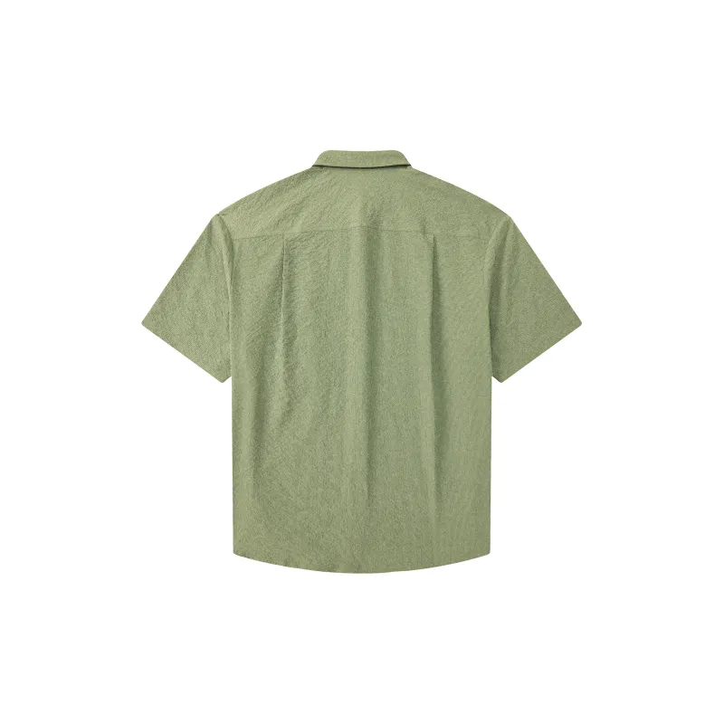 A.B.X Hidden Placket Lapel Shirt Short Sleeved Men's-0