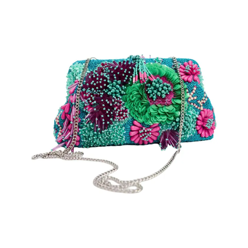 ZARA Polyester One Shoulder Crossbody Clutches Women's Blue & Multicolor-2