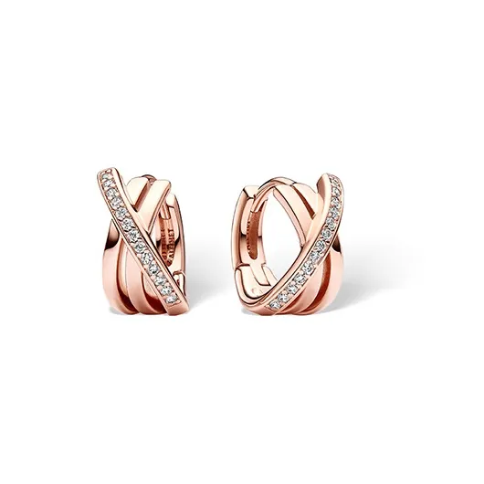 Pandora Gold Plated Copper Silver Alloy Synthetic Cubic Zirconia Earrings Women's Gold-1