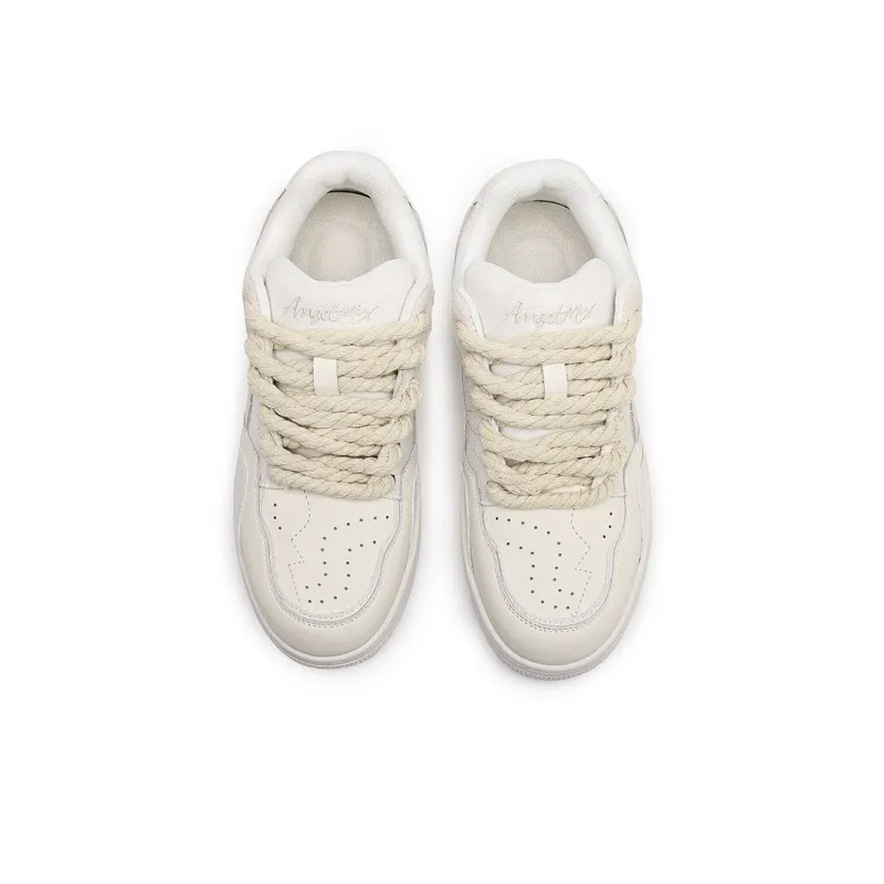 Angelmi Wear Resistant Low Top Skateboard Shoes Unisex Beige-2