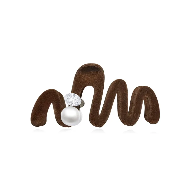 Crafts Women's Artificial Pearl Alloy Flock Hair Clips Women's-4