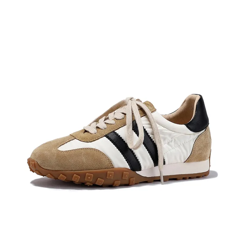 BELLALILY Slip-Resistant Breathable Lightweight Low-Top Casual Shoes Women's Brown White Pink Yellow Navy Blue-5