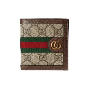 GUCCI Ophidia Canvas With Leather Binding Wallet Men's Beige & Ebony