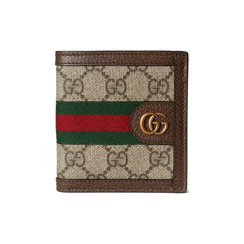 GUCCI Ophidia Canvas With Leather Binding Wallet Men's Beige & Ebony-0