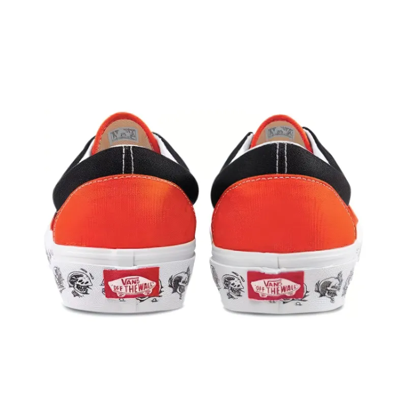 Vans Era Skeleton Printing Retro Casual Canvas Shoes Black Orange Colorblock 'Black Orange'-4