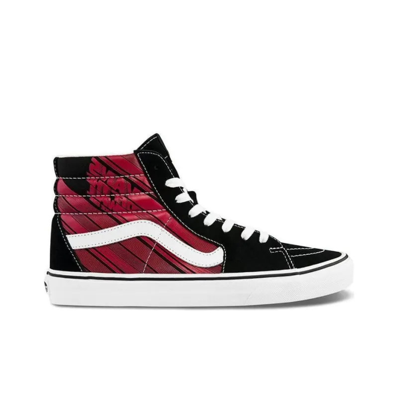 Vans SK8 Hi Retro Casual Skate Shoes Unisex Black Red-1