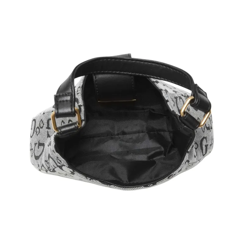 GUESS Metal Hobo Bag Shoulder Bag Crossbody Bag Handbag Mini Women's Black Gray Color-2