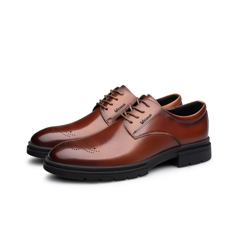 Wen Nai Dress Shoes Men Low Top Brown-3