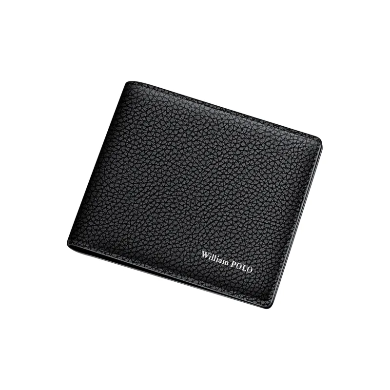 WilliamPOLO Top Grain Cow Leather Wallet Men's Black-5