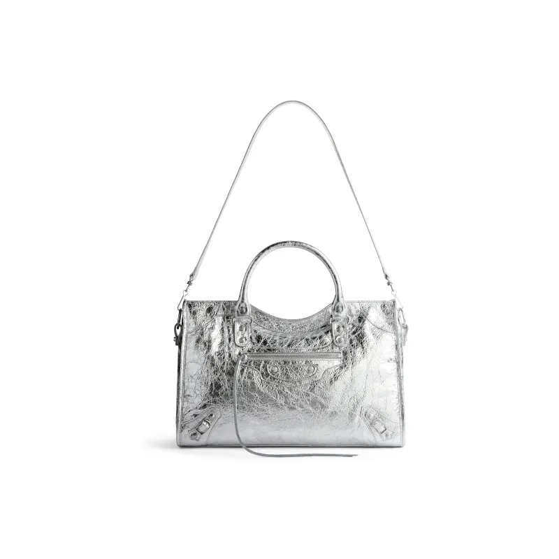 Balenciaga Lambskin Shoulder Bag, Crossbody Bag, Handbag Medium Size Women's Silver-1