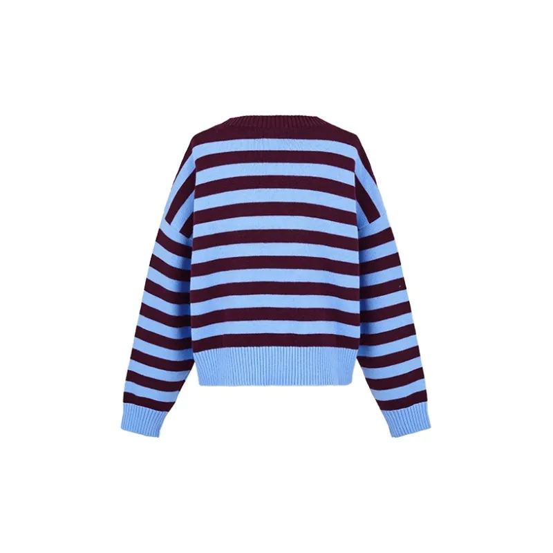 URBAN REVIVO Knitwear Women's Dark Red Stripes-1