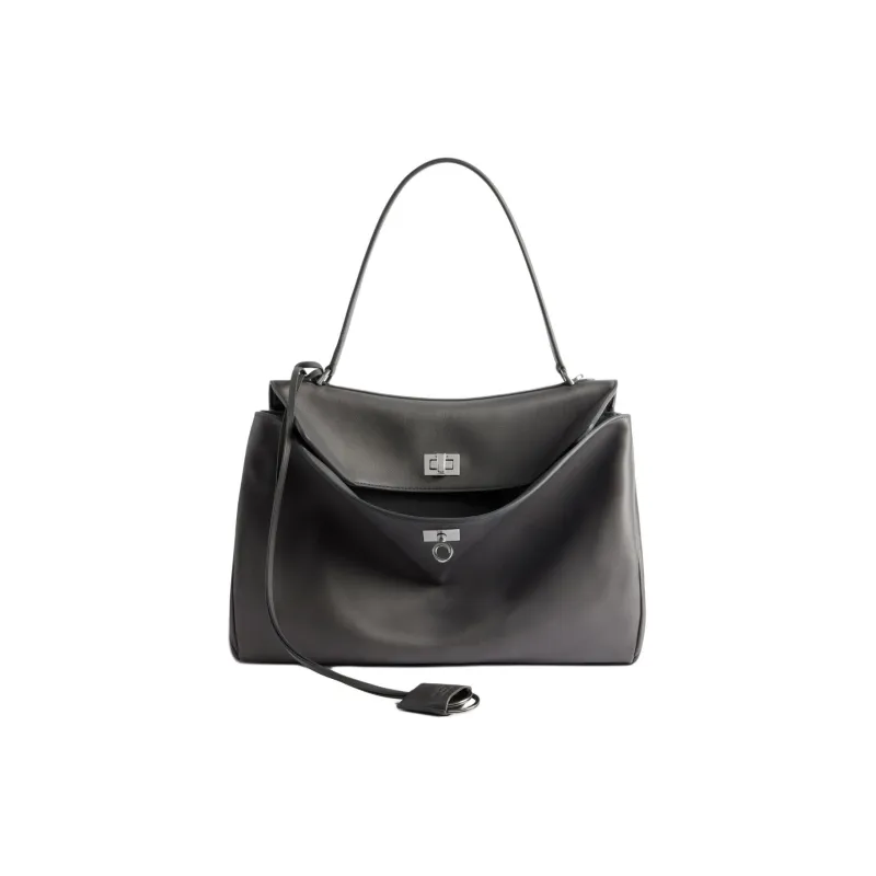 Balenciaga Smooth Calf Leather One Shoulder Handbags Medium Size Women's Gray-0
