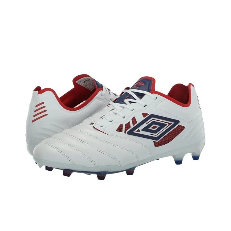 Umbro Soccer Shoes Men Low Top Umbro White/Manor Blue/Rococco Red-3