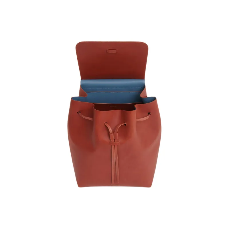 MANSUR GAVRIEL Plant Tanned Leather Backpack Women's Orange Multicolor Dark Blue-2