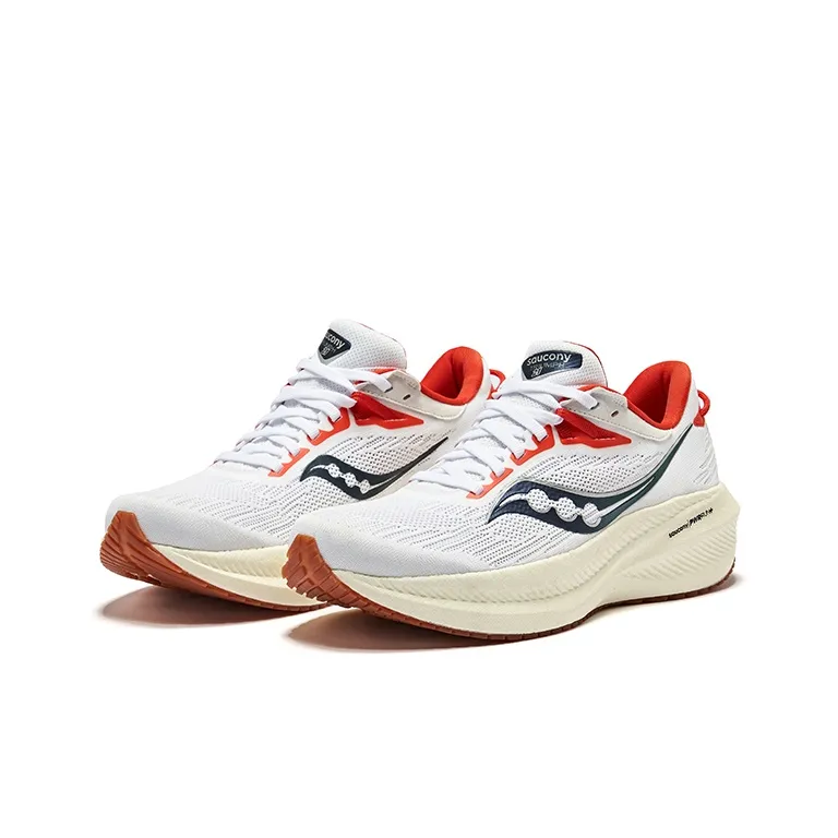 Saucony Triumph 21 Low Top Marathon Running Shoes Women's White Red-2