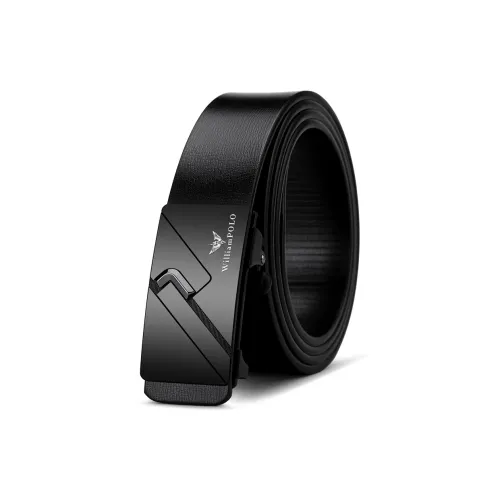 WilliamPOLO Cow Leather Belts Men's Gunmetal 3.4CM Width