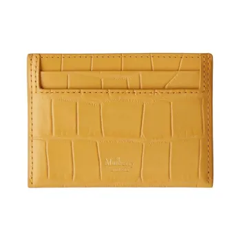 Mulberry Crocodile Pattern Leather Credit Card Holder Card Case Small Size Women's Yellow