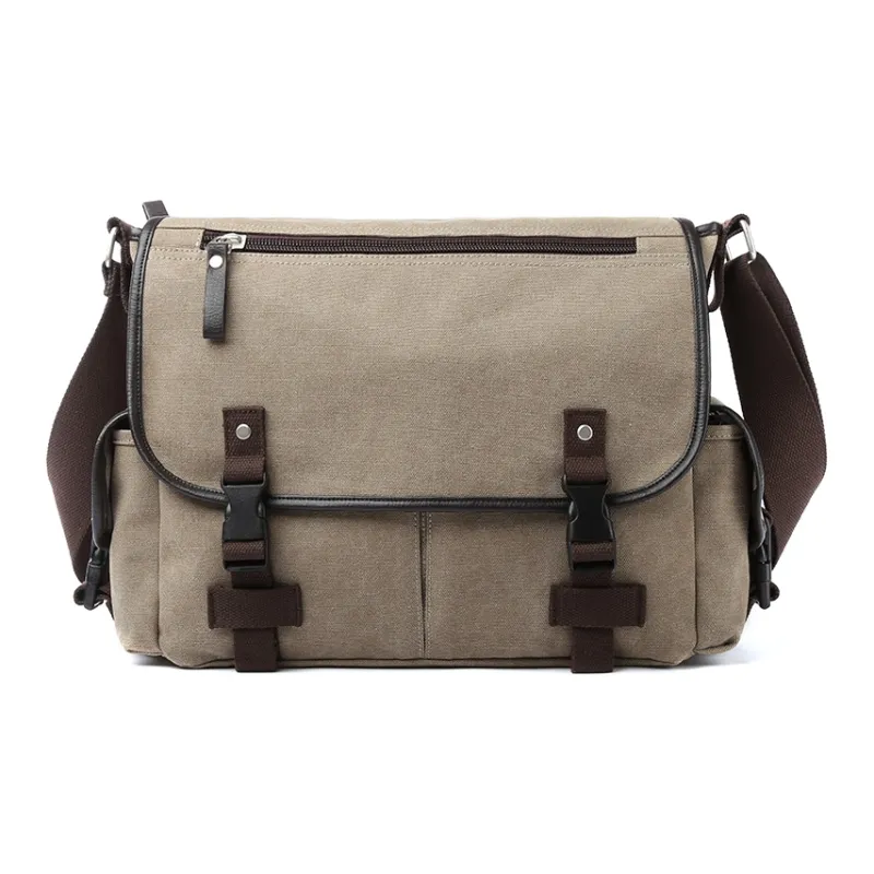 MOYYI Canvas Bag Crossbody Bag Large Size Unisex Black/Khaki-1