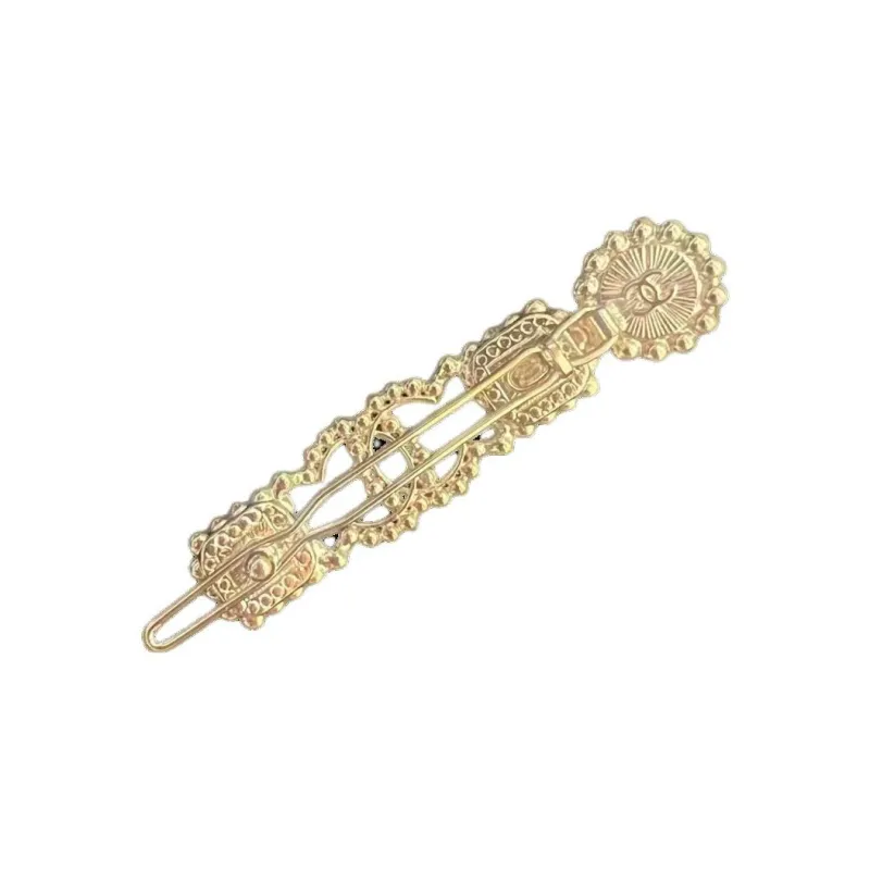 CHANEL Metal Artificial Pearl Colored Glaze Rhinestone Hair Clips Women's Gold-1