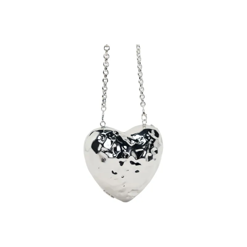 ZARA Iron Heart-Shaped Bag Shoulder Bag Crossbody Bag Mini Women's Silver-2