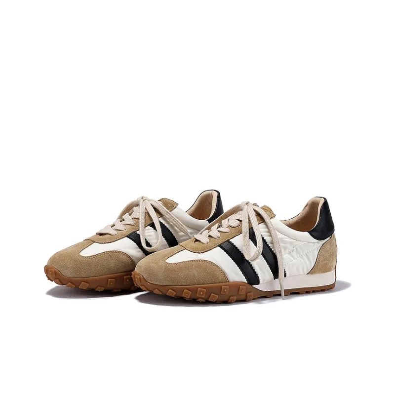 BELLALILY Slip-Resistant Breathable Lightweight Low-Top Casual Shoes Women's Brown White Pink Yellow Navy Blue-6