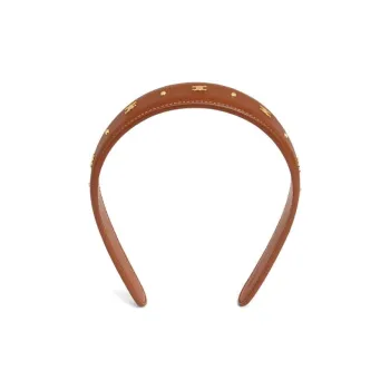 CELINE Headband In Calfskin And Brass With Gold Finish