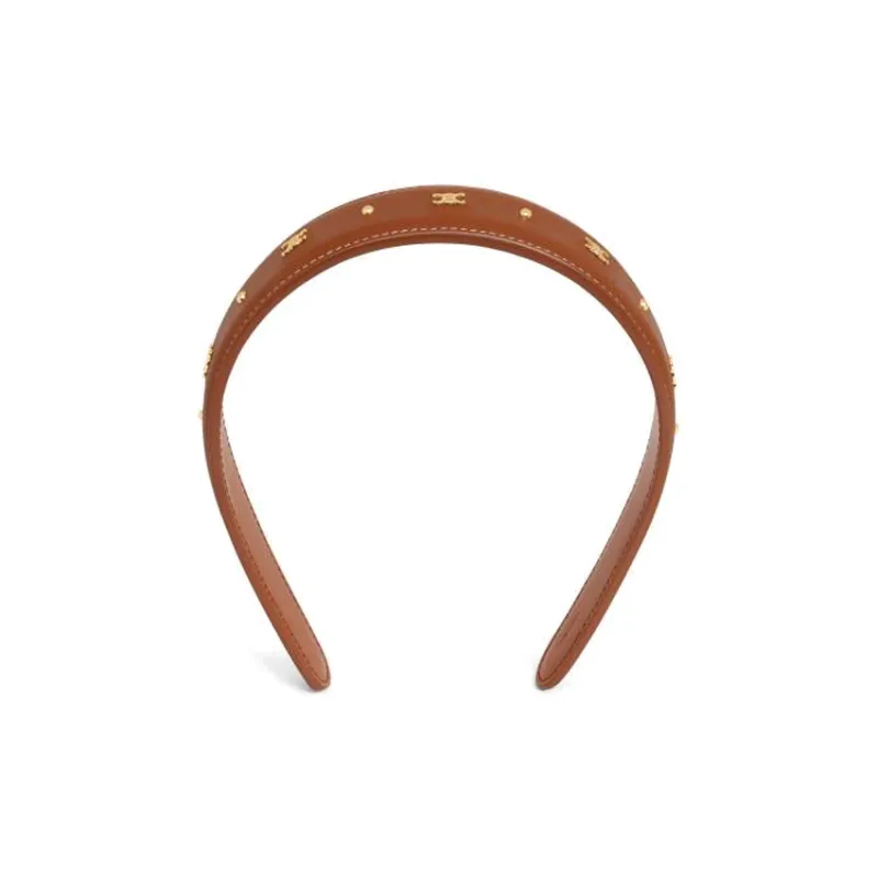 CELINE Headband In Calfskin And Brass With Gold Finish-0