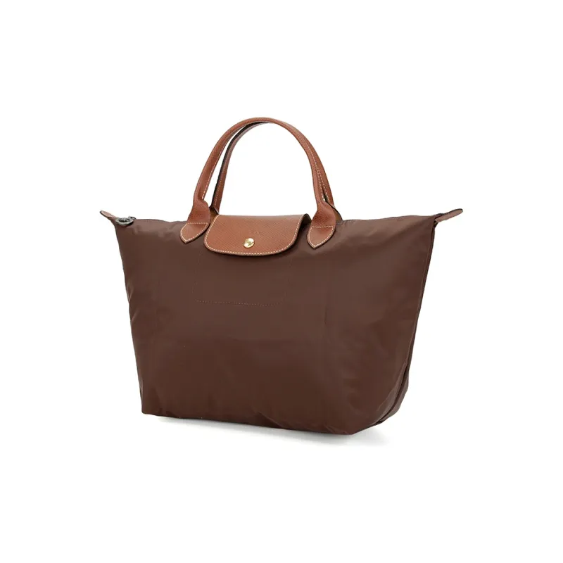 LONGCHAMP Le Pliage Polyamide Canvas With Leather Trim Dumpling Bag Handbags Medium Size Women's Ebony-1