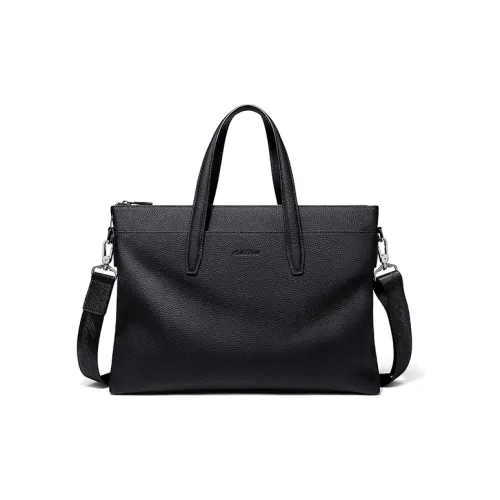 MashaLanti Cow Leather Laptop bag Heiress Briefcase One Shoulder Handbag Heiress Regular Men's Black