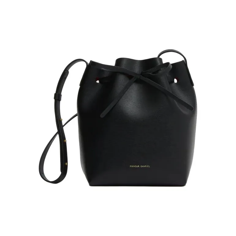 MANSUR GAVRIEL Saffiano Leather Bucket Bags Shoulder Bag Crossbody Bag Mini Women's Black & Red-0